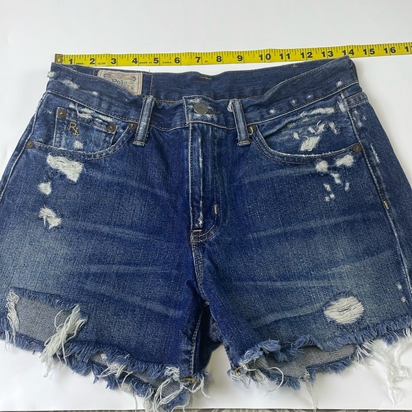 Polo Ralph Lauren Distressed Crosby Denim Shorts Size 25 Mid Rise Raw Hem cotton - Picture 10 of 14